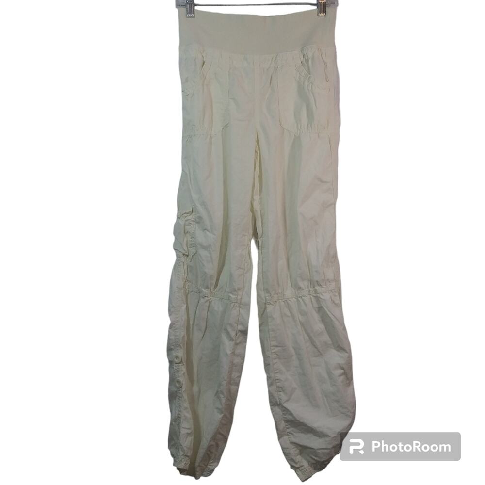 Urban Outfitters Cream Pull On Cargo Jogger Roll Tab Leg Size XS